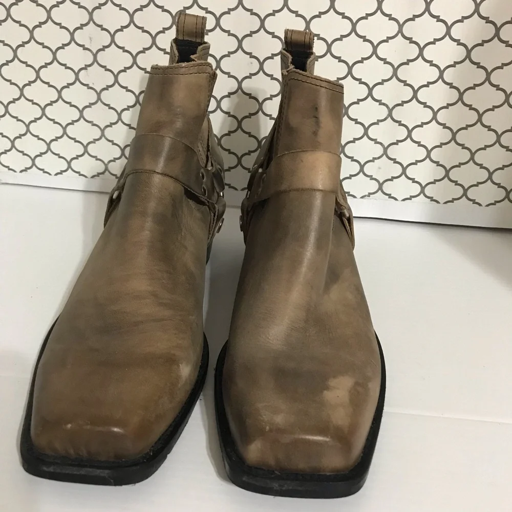 Vimar Tan Leather Harness Ankle Boots Men’s Size 44